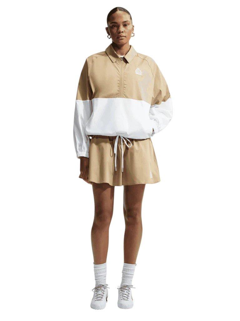 Nike Women's Sportswear Oversized Poplin 1/2-Zip Jacket - Beige/White - BEIGE/WHITE